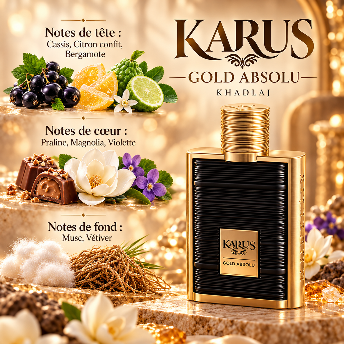 Karus Gold Absolu de Khadlaj — notes de tête, de cœur et de fond