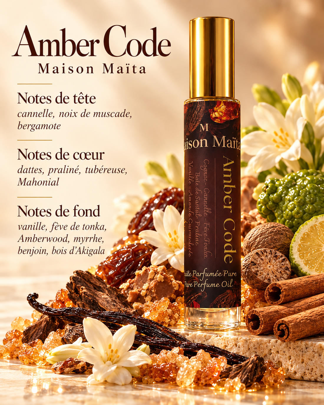 Amber Code - 15 ml — notes olfactives — Maison Maïta