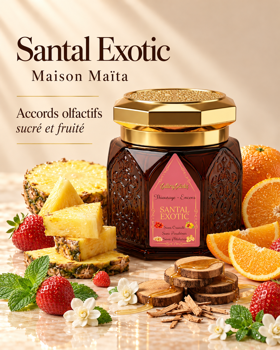 Santal Exotic - Thiouraye Encens - Sweet Fruité — notes olfactives, pot fermé