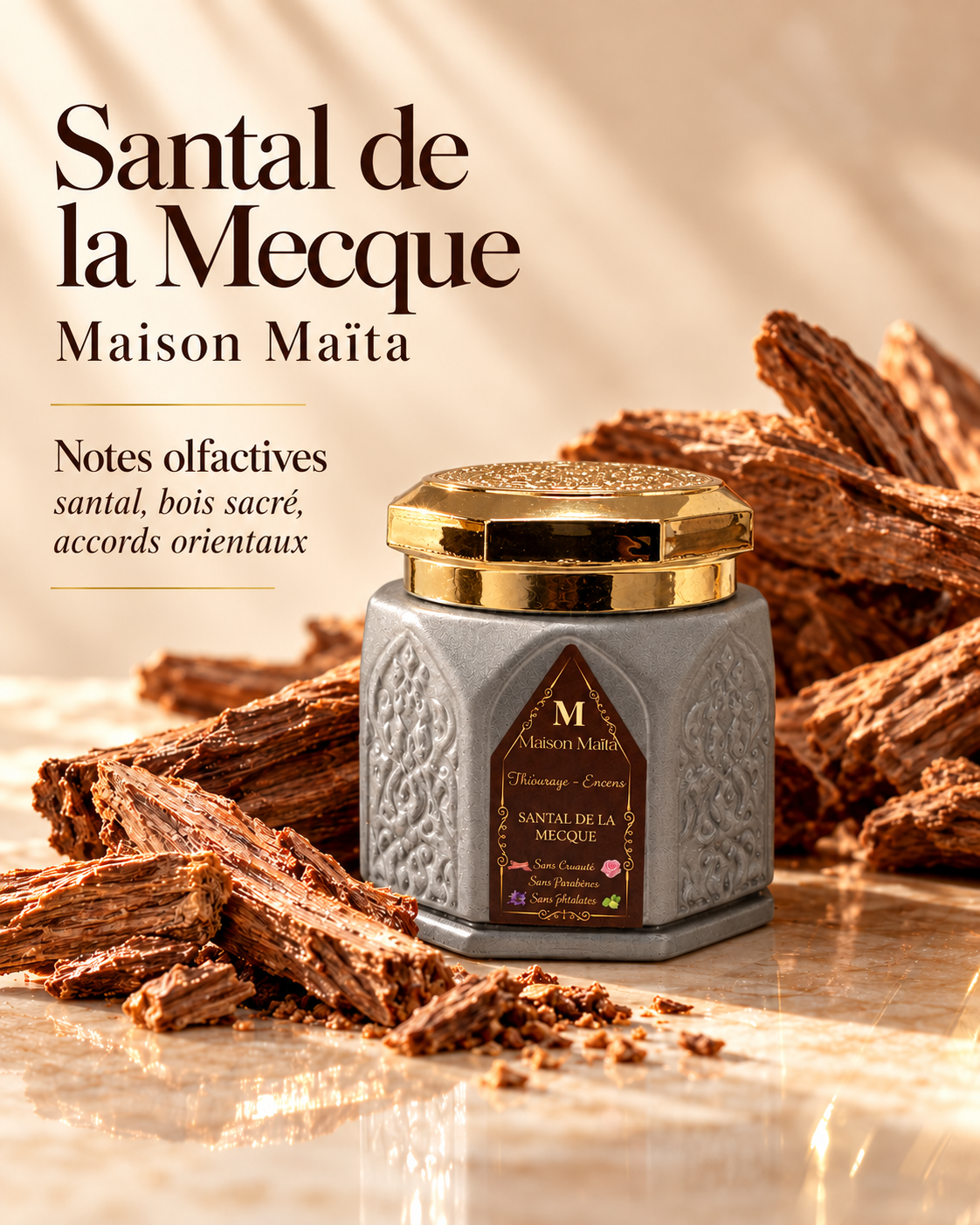 Santal de la Mecque - Encens - Thiouraye  -Éliminateur d'odeur — notes olfactives