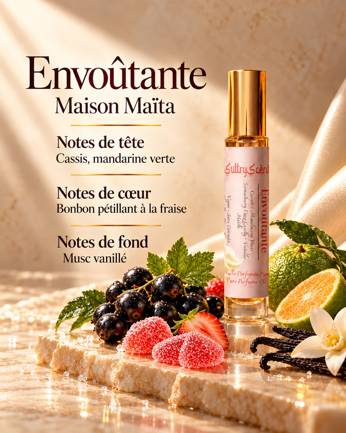 Envoûtante — notes de tête, de cœur et de fond — Maison Maïta