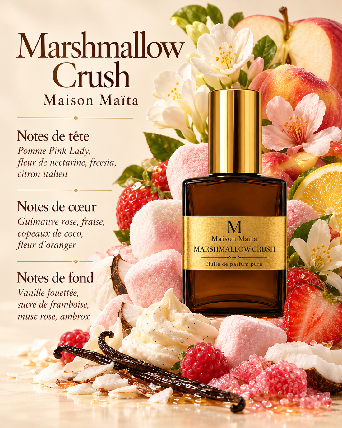 Marshmallow Crush - 30 ml — notes olfactives — Maison Maïta