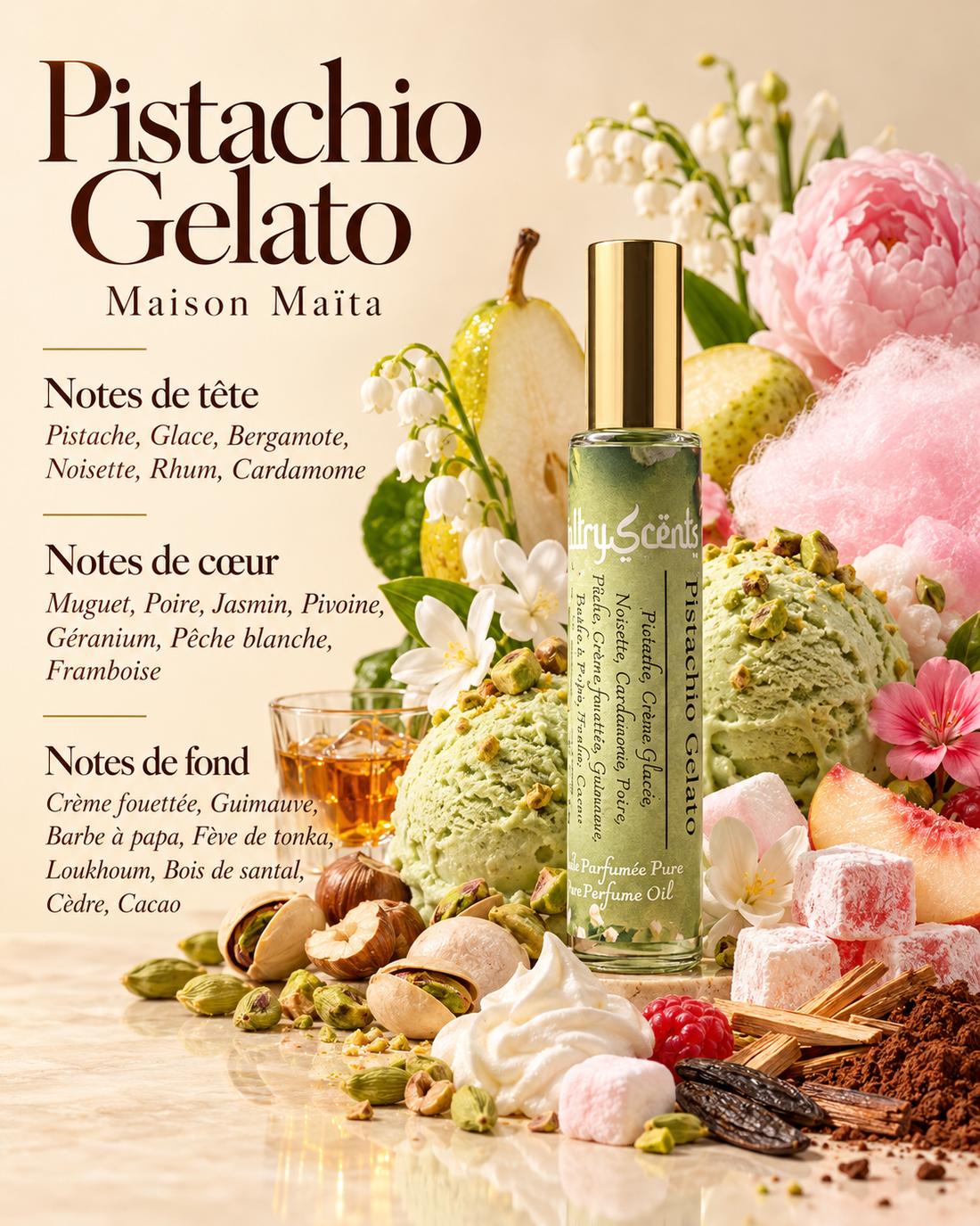 Pistachio Gelato — notes olfactives — Maison Maïta