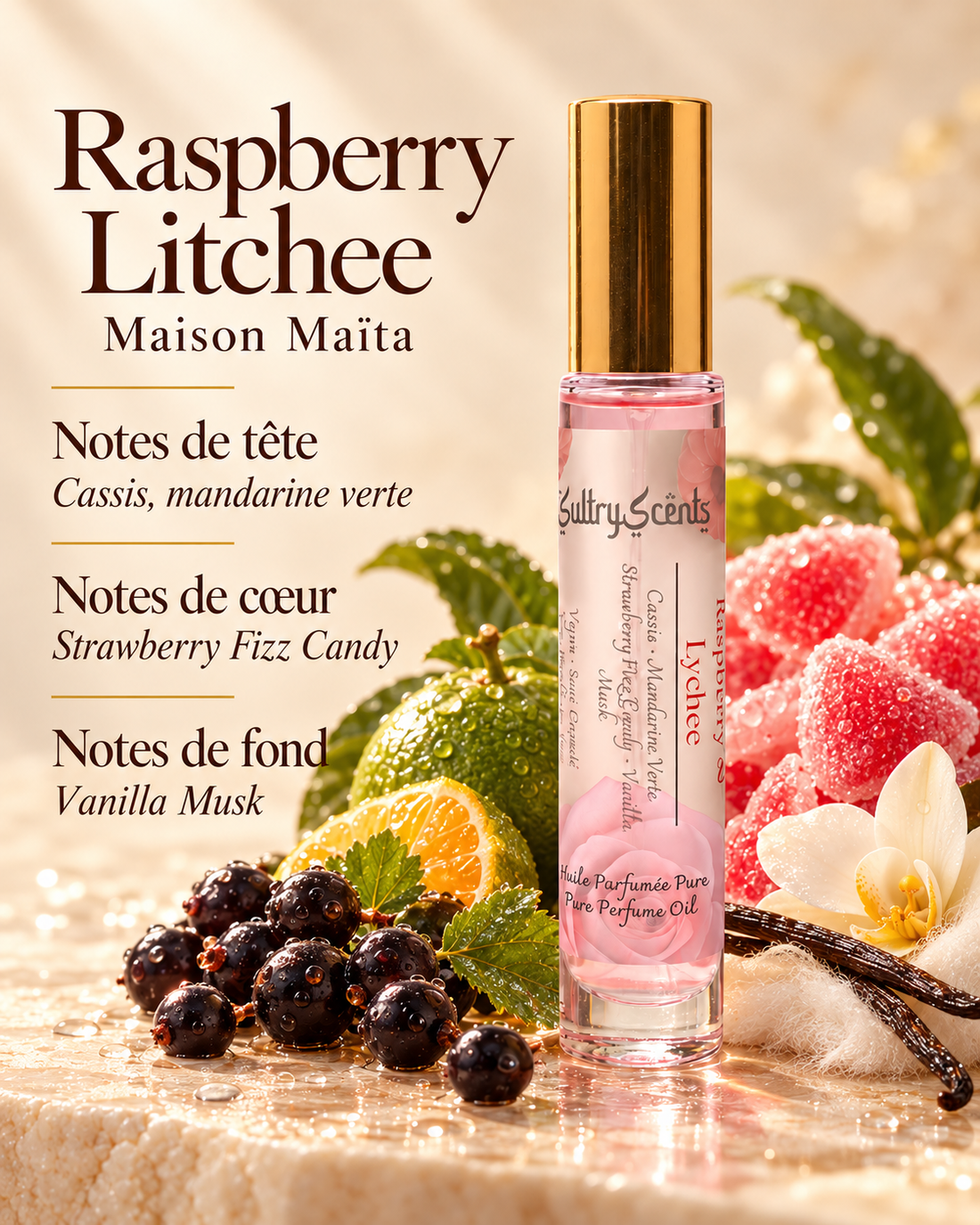 Raspberry Litchee- Pure Perfume Oil - Huile Parfumée - Vegan — notes olfactives