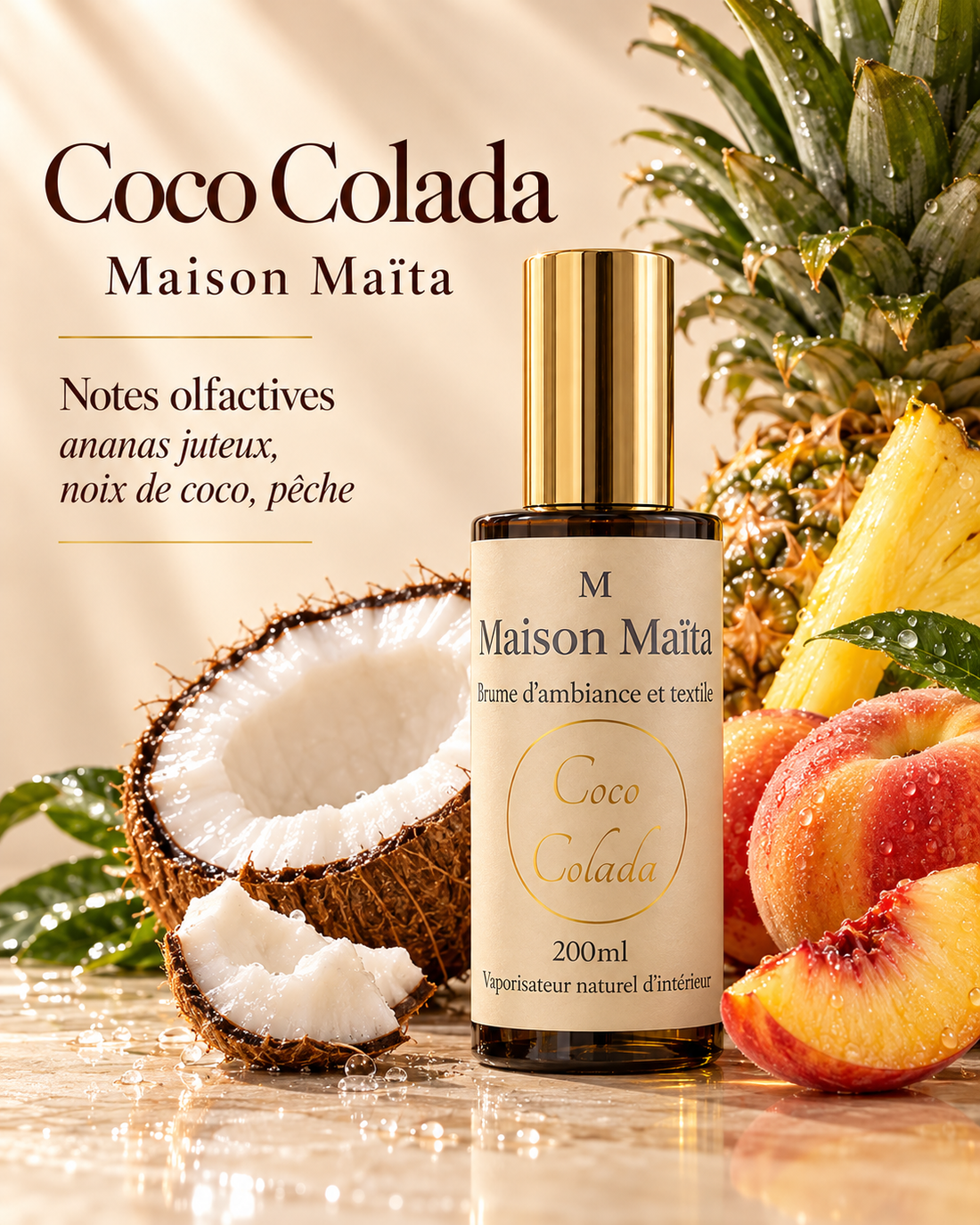 Coco Colada – Brume d'ambiance & Textile 200 ml | Maison Maïta — notes olfactives