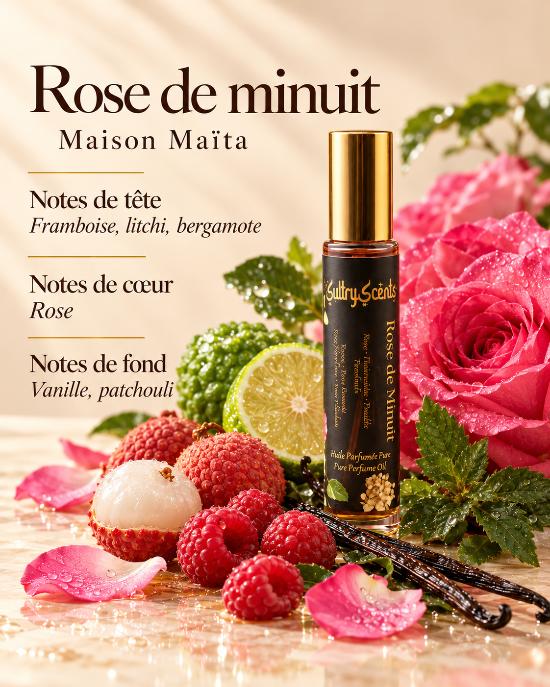 Rose de minuit - Huile Parfumée Pure - Vegan — notes olfactives