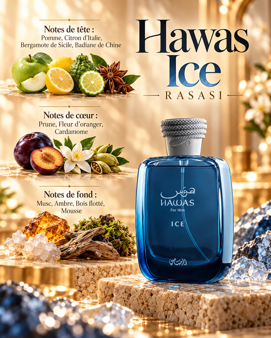 Hawas Ice - Rasasi EDP — notes olfactives