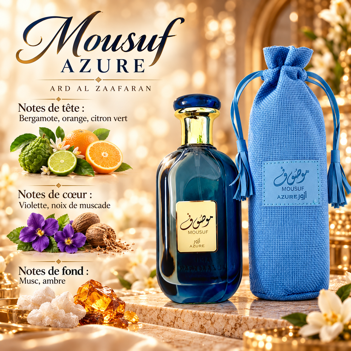 Mousuf Azure — notes de tête, de cœur et de fond