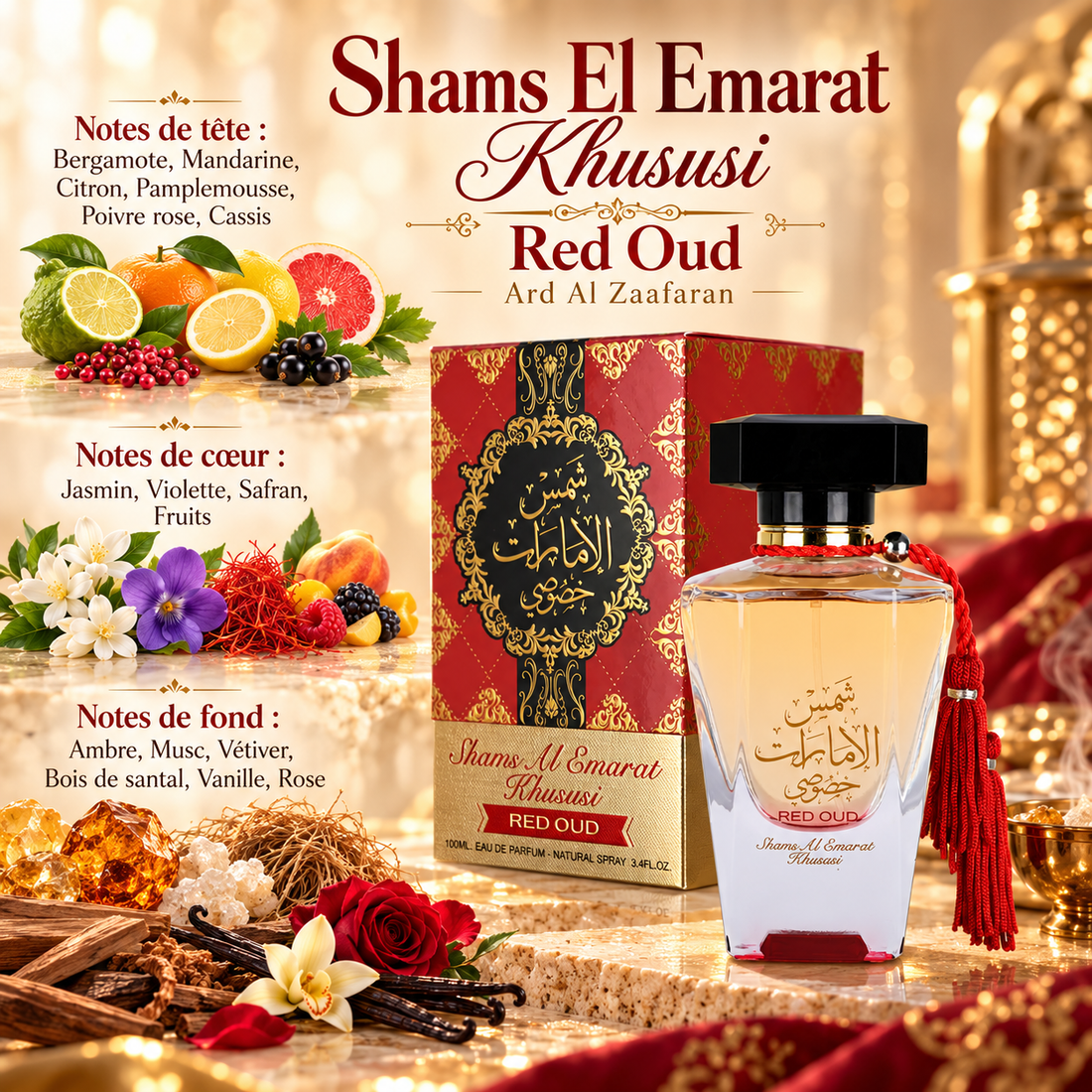 Shams El Emarat Khususi Red Oud – notes olfactives